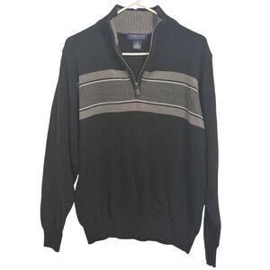 Caribbean Joe Island Supply Co. Men’s Size L Black 1/4 Zip Long Sleeve Sweater